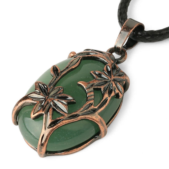 Collier en cristal enveloppé de fleurs en laiton et améthyste Olivenorma