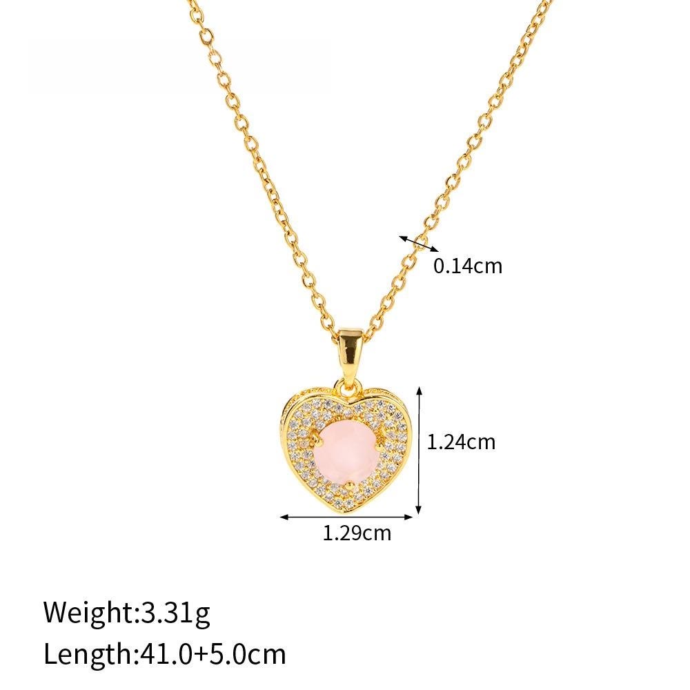 Collier pendentif coeur en or et amazonite rose opale Olivenorma