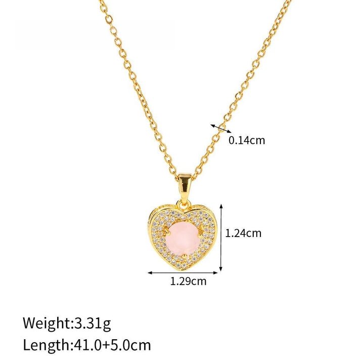 Collier pendentif coeur en or et amazonite rose opale Olivenorma