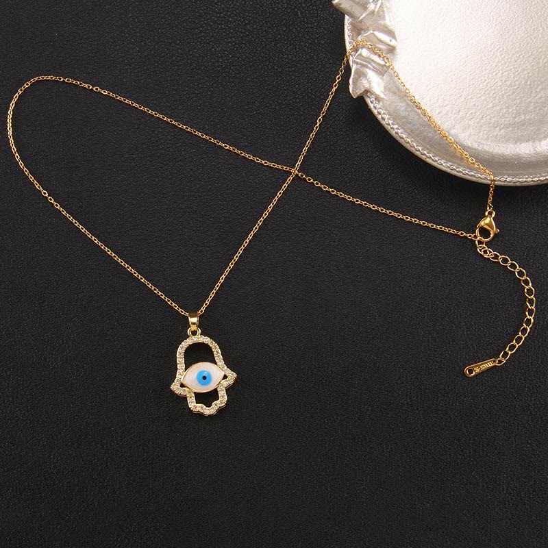 Collier Hamsa avec mauvais œil « Bonne fortune » Olivenorma