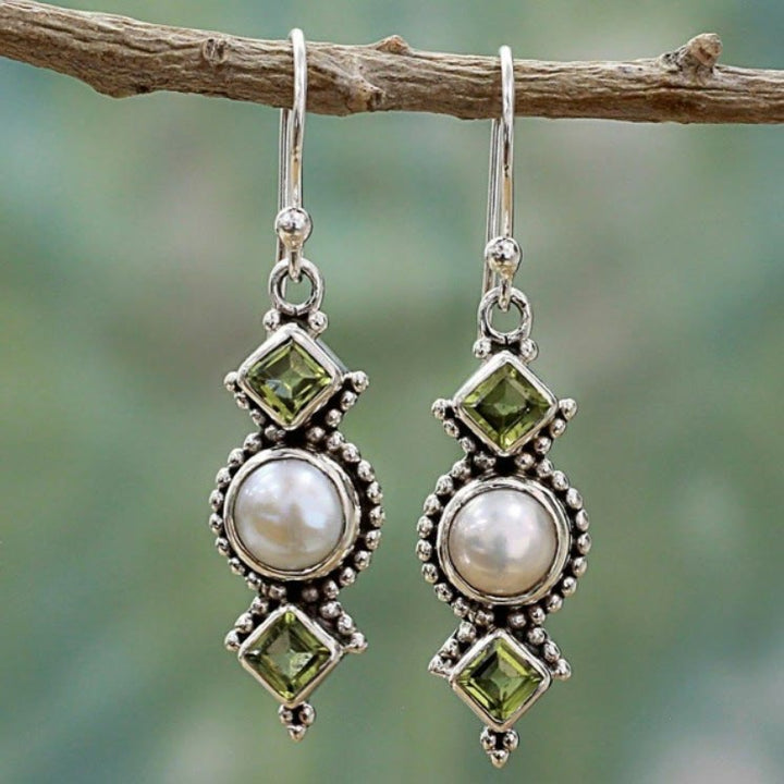 Boucles d'oreilles Olivenorma vintage en perles thaïlandaises et émeraude - Perle et émeraude - image 0