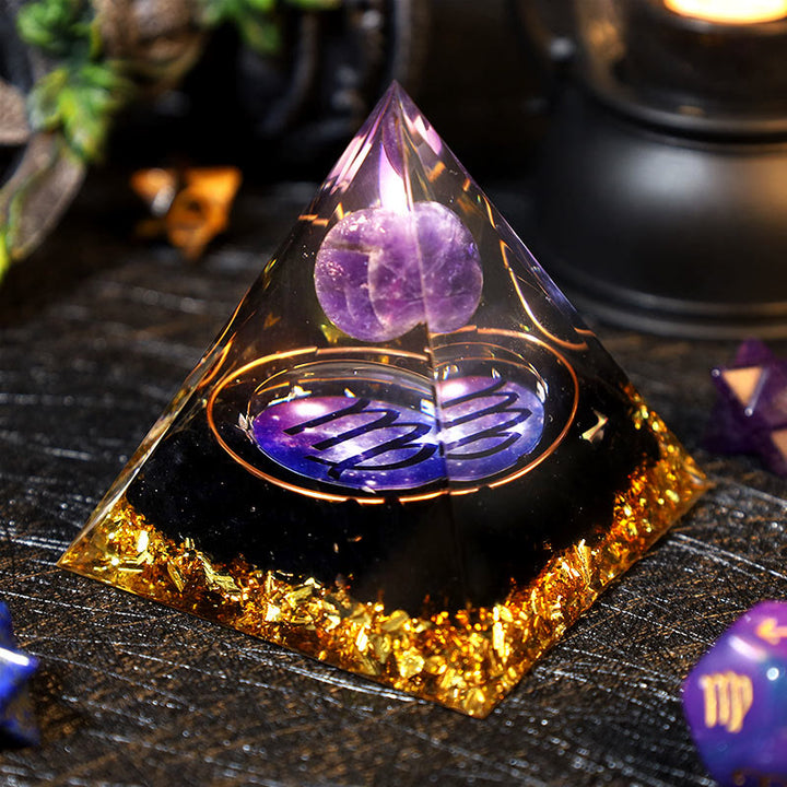 Boule d'améthyste Olivenorma Gravier d'obsidienne Zodiac Vierge Pyramide d'orgone