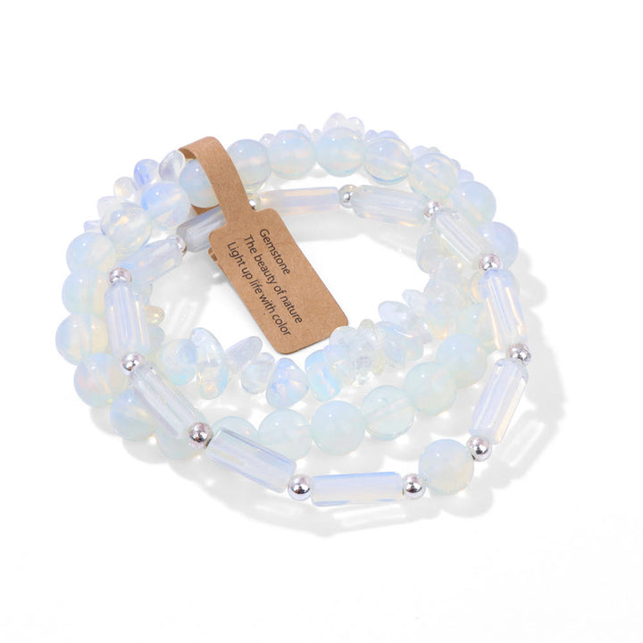 Ensemble de bracelets irréguliers à trois couches en pierre naturelle Olivenorma 