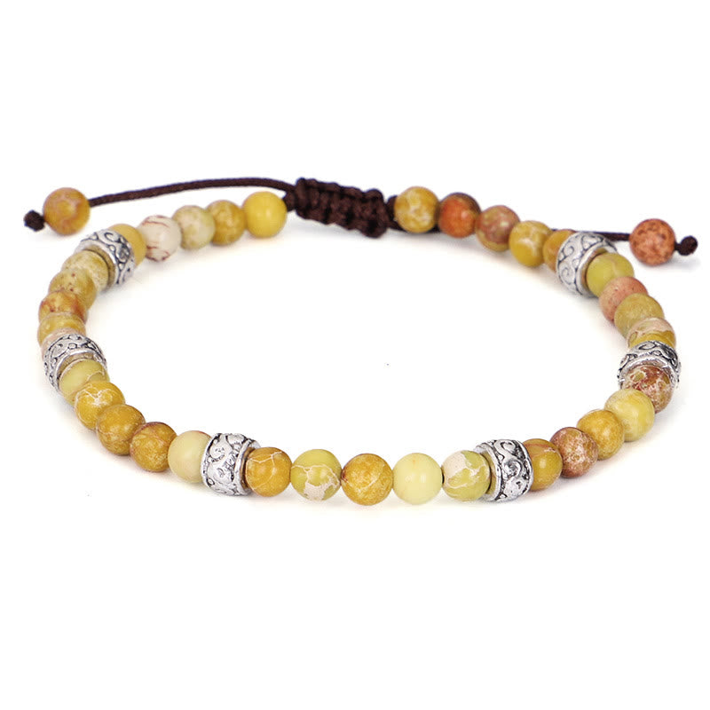 Bracelet tressé en perles de pierre impériale multicolore naturelle Olivenorma 