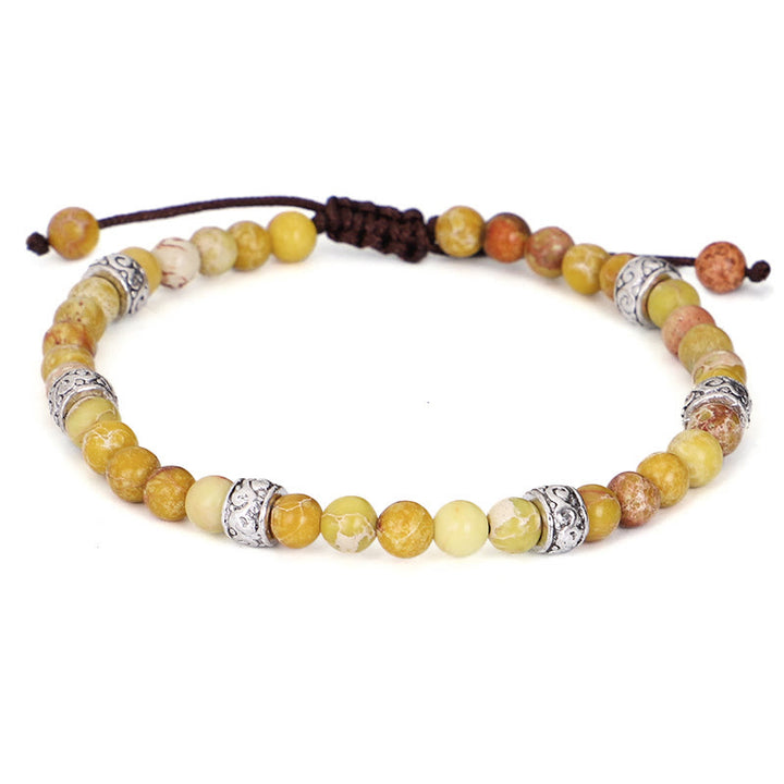 Bracelet tressé en perles de pierre impériale multicolore naturelle Olivenorma 