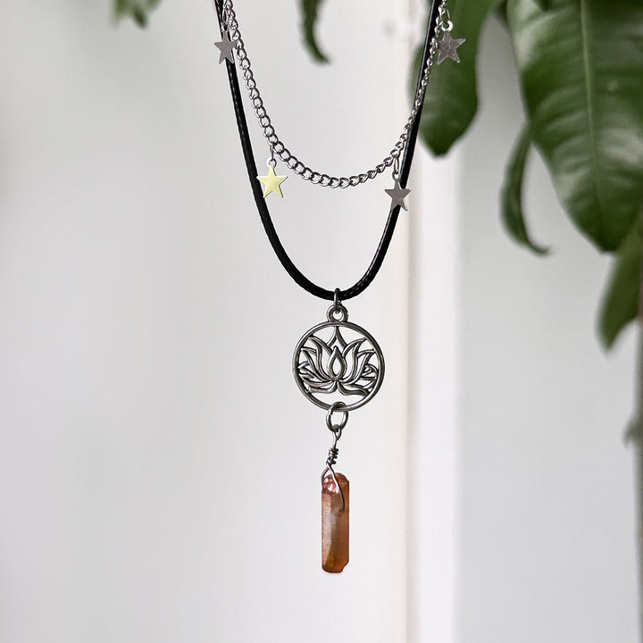Ensemble de colliers avec pendentif en pierre naturelle Arbre de vie et mauvais œil Olivenorma 