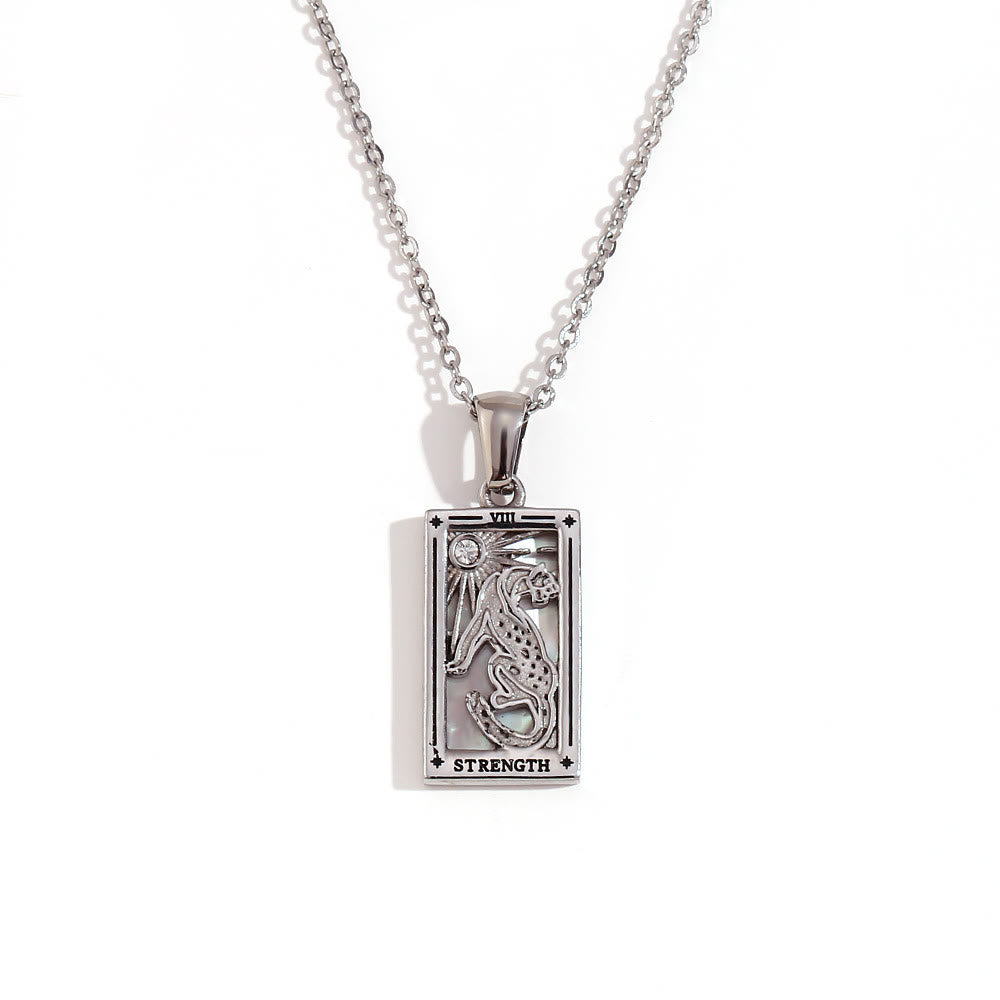 Collier de cartes de tarot en acier inoxydable plaqué or 18 carats Olivenorma 