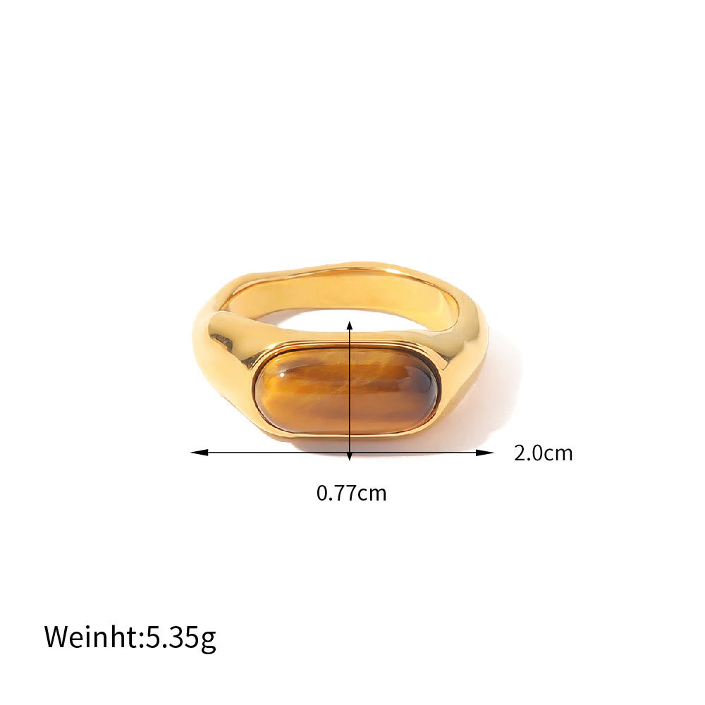 Bague en pierre naturelle ovale couleur or Olivenorma