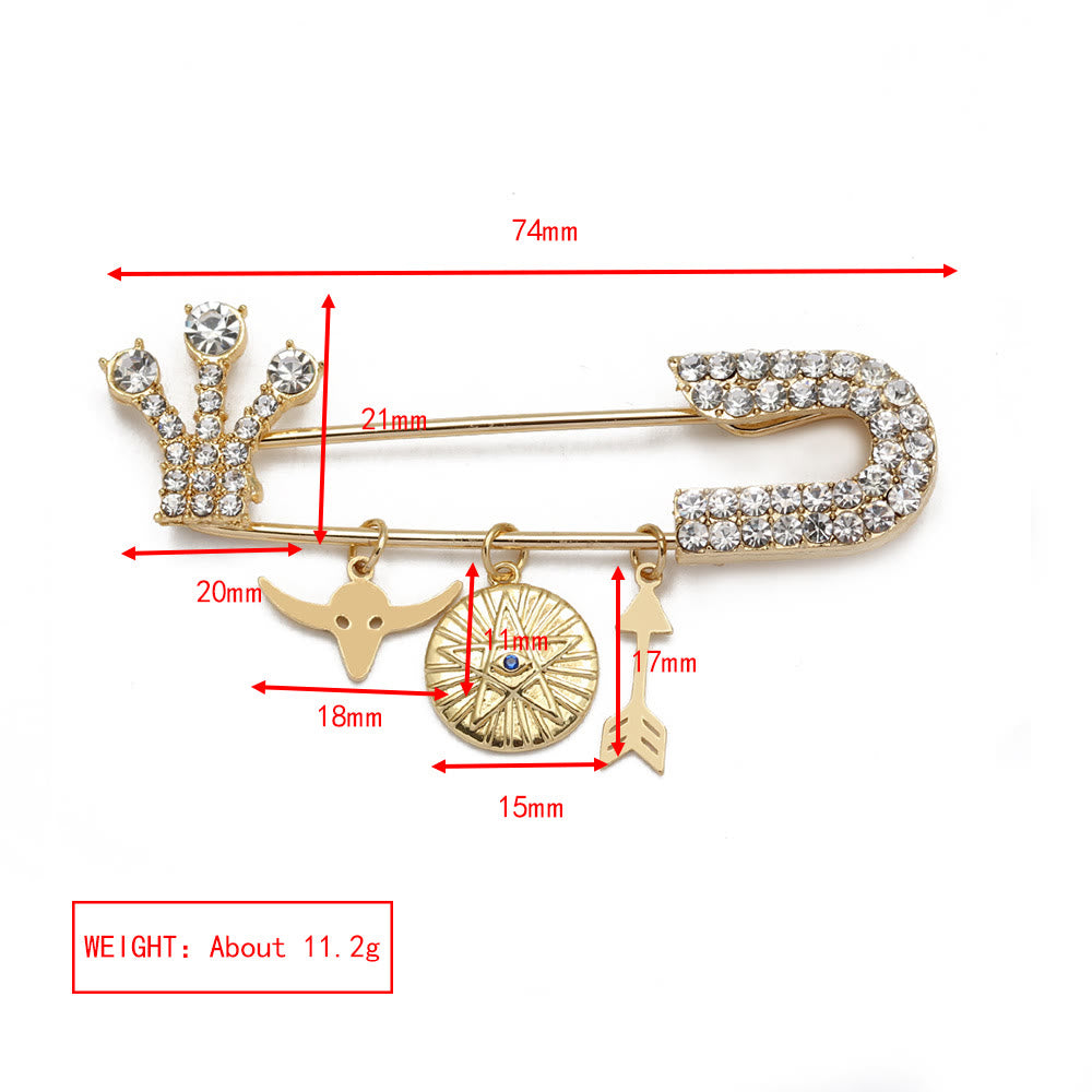 Broche en forme de cœur avec mauvais œil en zircon blanc Olivenorma 