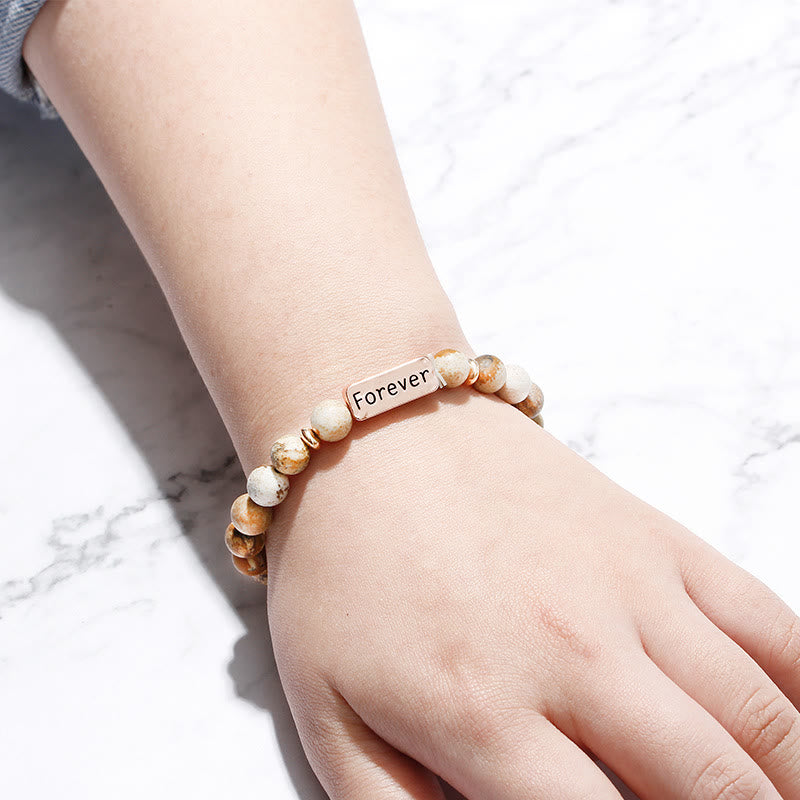 Ensemble de 3 bracelets gravés Olivenorma Natural Gemstone Best Friend Forever 
