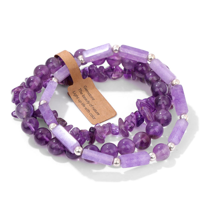 Ensemble de bracelets irréguliers à trois couches en pierre naturelle Olivenorma 