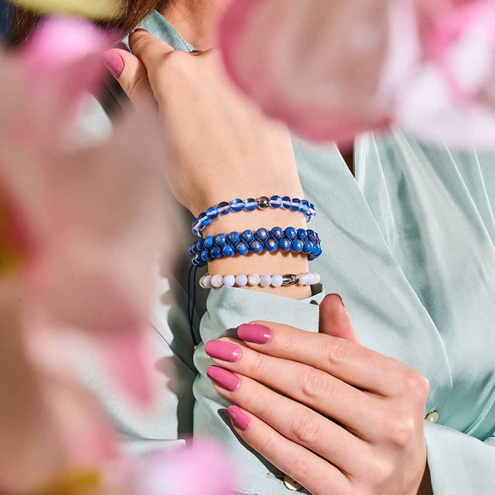 Bracelet en perles de verre cristal bleu Olivenorma 