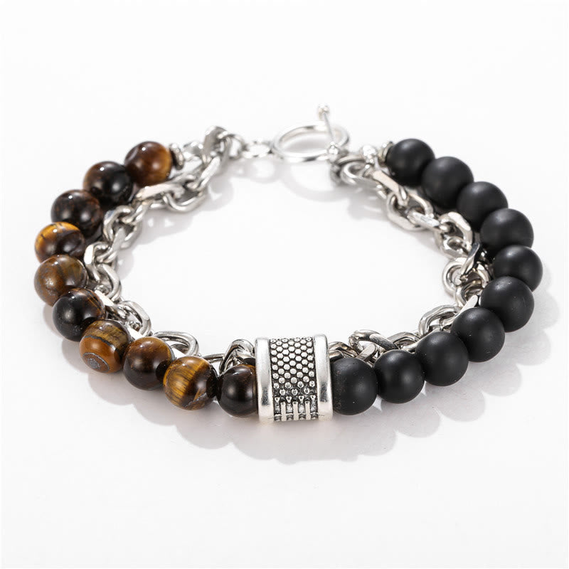 Bracelet pour homme Olivenorma Punk Frosted Stone Combinaison Forme géométrique 