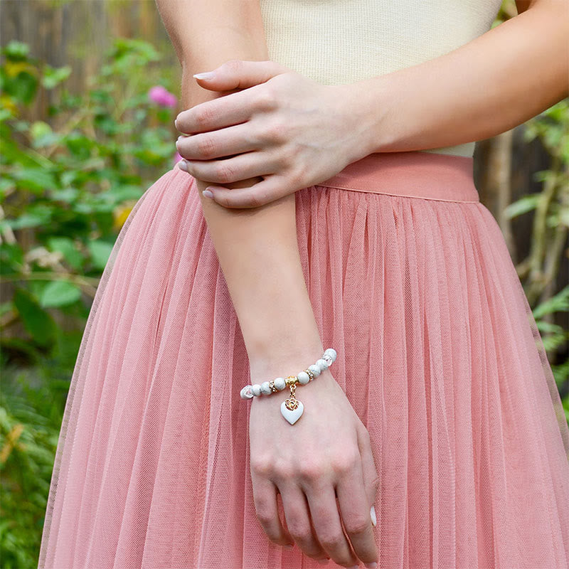 Bracelet en perles turquoise et rose blanche Olivenorma