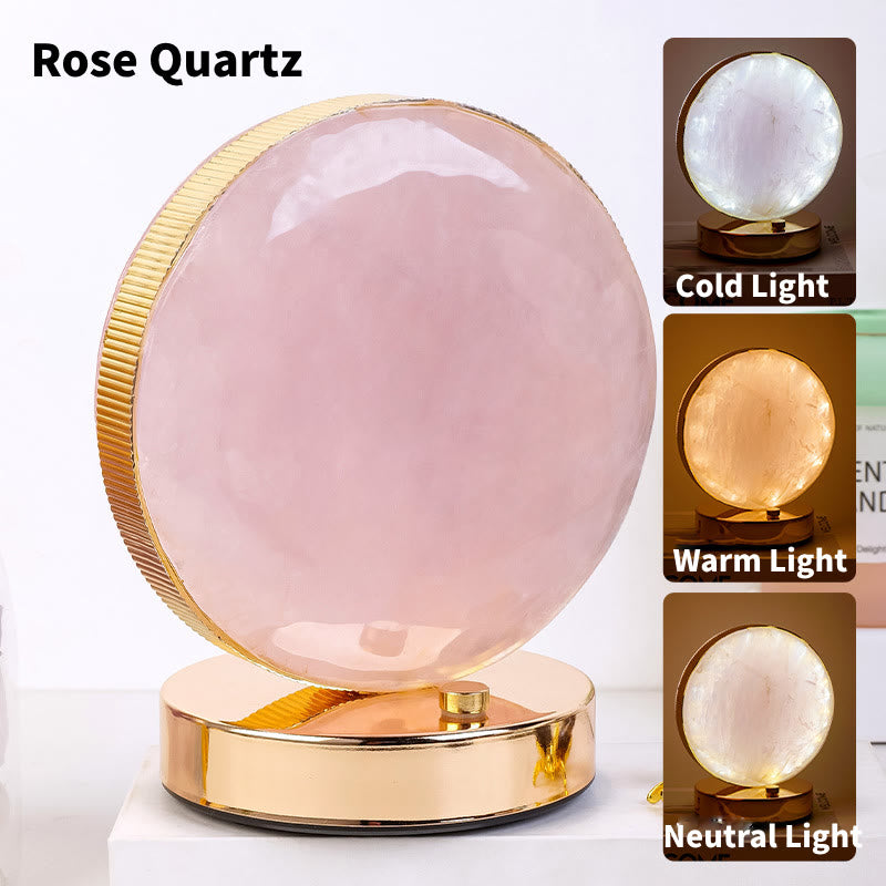 Lampe de table en pierre de cristal naturel Olivenorma, décoration en pierres précieuses 