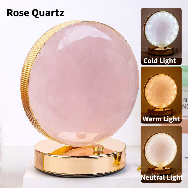Lampe de table en pierre de cristal naturel Olivenorma, décoration en pierres précieuses 