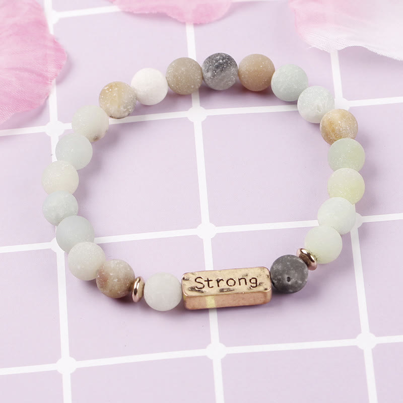 Bracelet gravé solide en pierres précieuses naturelles Olivenorma
