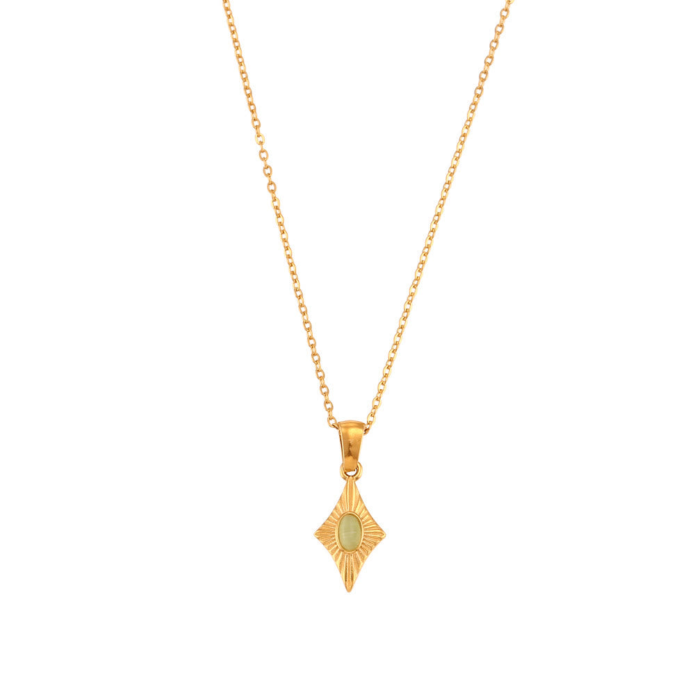 Collier pendentif en acier inoxydable avec œil de chat Olivenorma