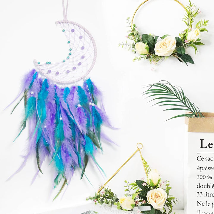 Attrape-rêves en jade violet turquoise fait main Olivenorma 