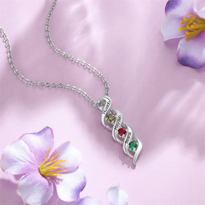 Collier personnalisé avec 1 à 6 gravures et pierres de naissance