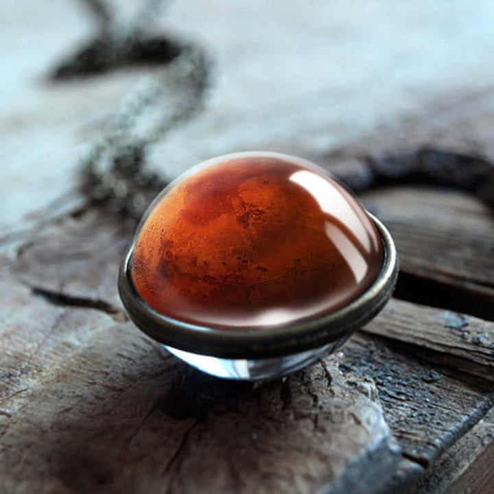 Collier Olivenorma double face avec boules de verre et planètes du ciel