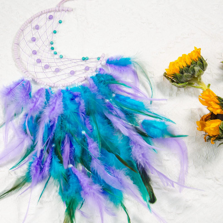 Attrape-rêves en jade violet turquoise fait main Olivenorma 