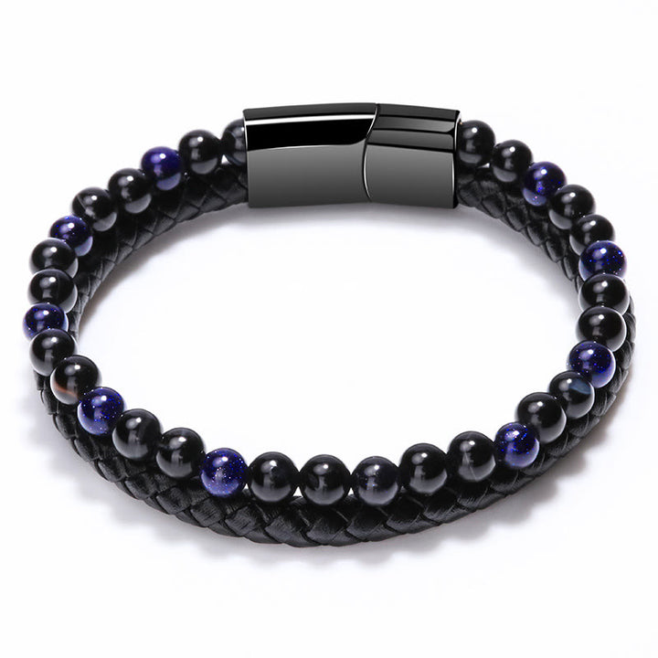 Bracelet en cuir à deux couches pour hommes Olivenorma - Grès bleu - 23 cm - image 9