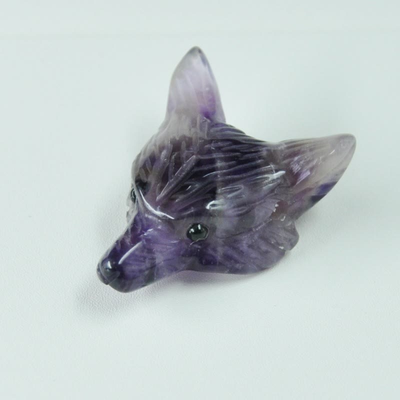Tête de loup sculptée en cristal naturel Olivenorma, accessoire de décoration en pierres précieuses
