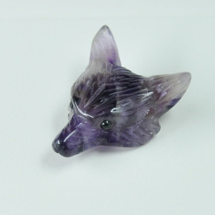 Tête de loup sculptée en cristal naturel Olivenorma, accessoire de décoration en pierres précieuses