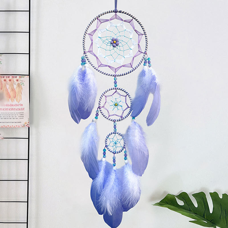 Perles acryliques Olivenorma Attrape-rêves en plumes bleu violet 