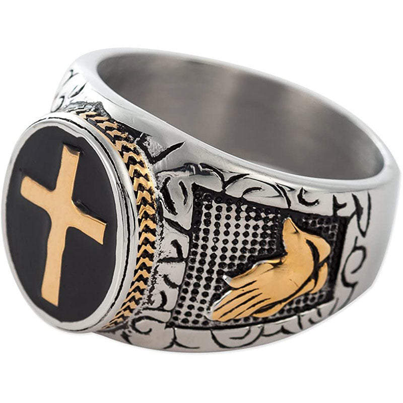 Bague vintage avec symbole de croix Olivenorma