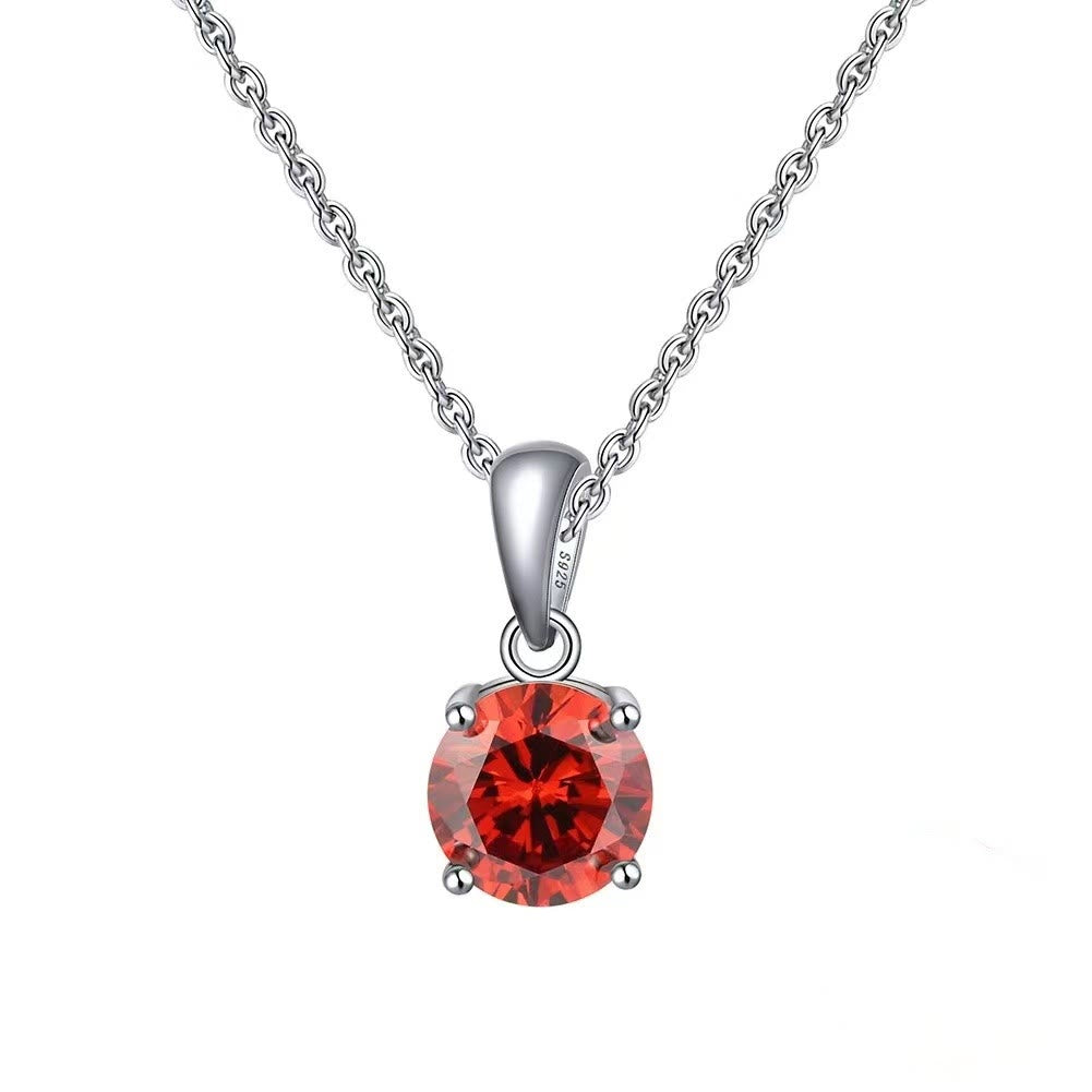 Collier pendentif à quatre griffes en zircon multicolore Olivenorma 