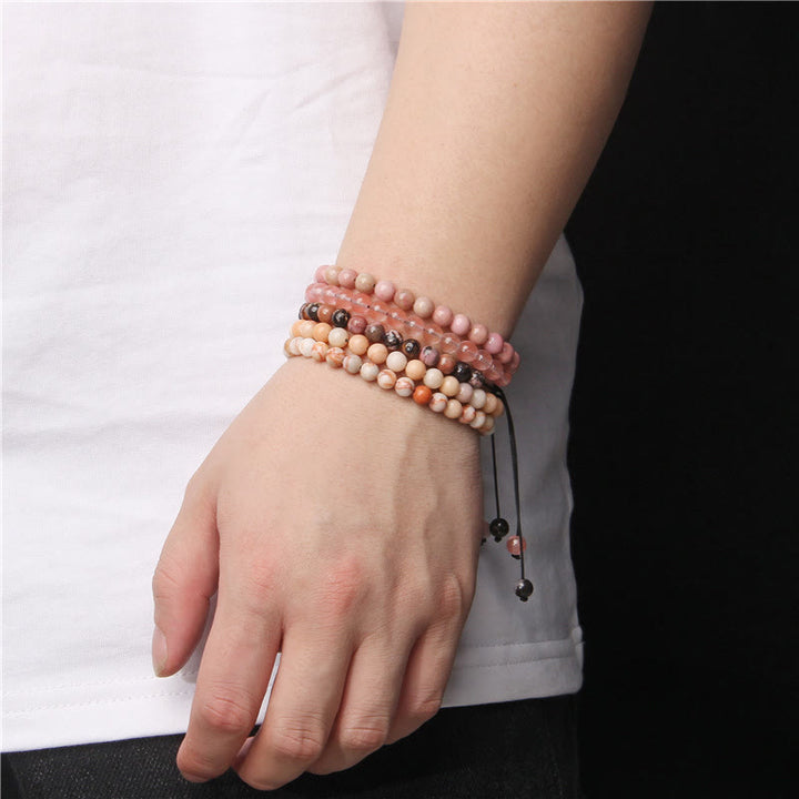 Bracelet tressé en perles de pierre naturelle de 6 mm Olivenorma