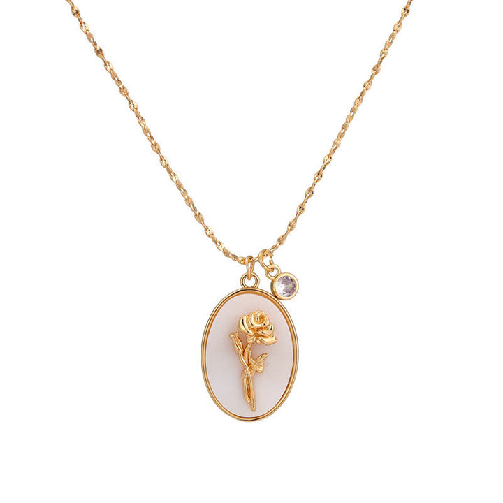Collier avec pierre de naissance et fleur de naissance Olivenorma