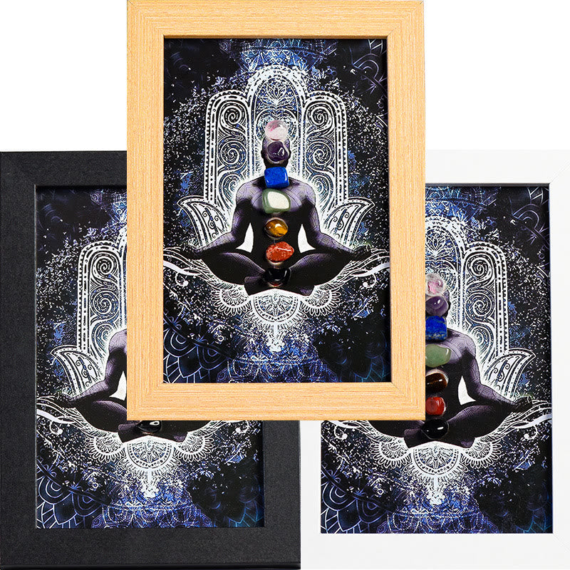 Cadre photo décoratif en pierre de chakra pour posture de méditation yoga Olivenorma