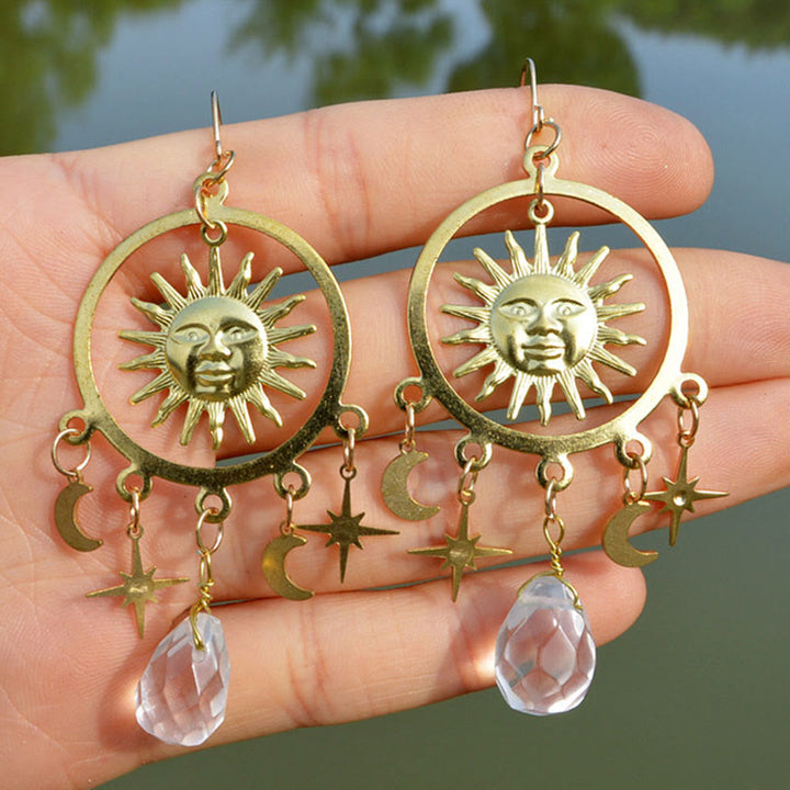 Boucles d'oreilles Olivenorma en cristal naturel goutte de pluie et ou soleil lune étoile 