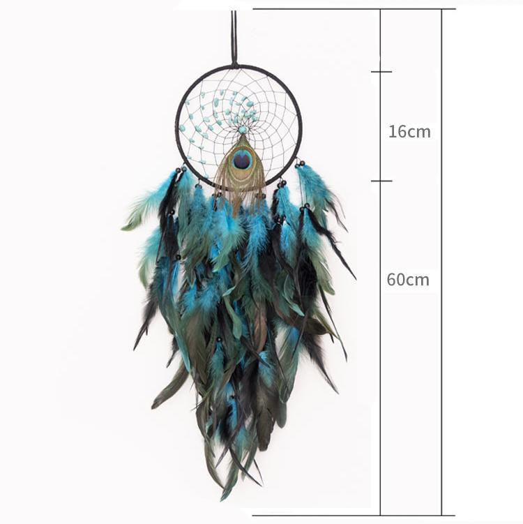 Attrape-rêves en agate rouge et turquoise avec plumes de paon Olivenorma - image 8