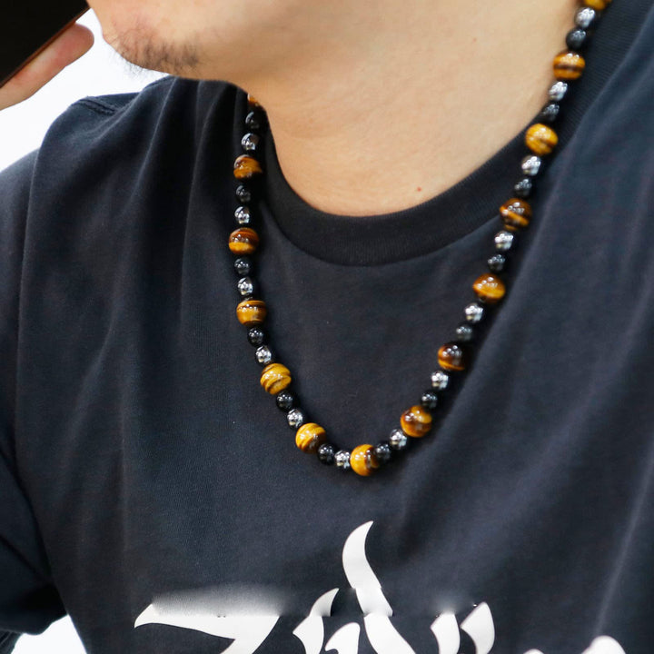 Collier de perles en hématite et obsidienne en cristal de guérison Olivenorma