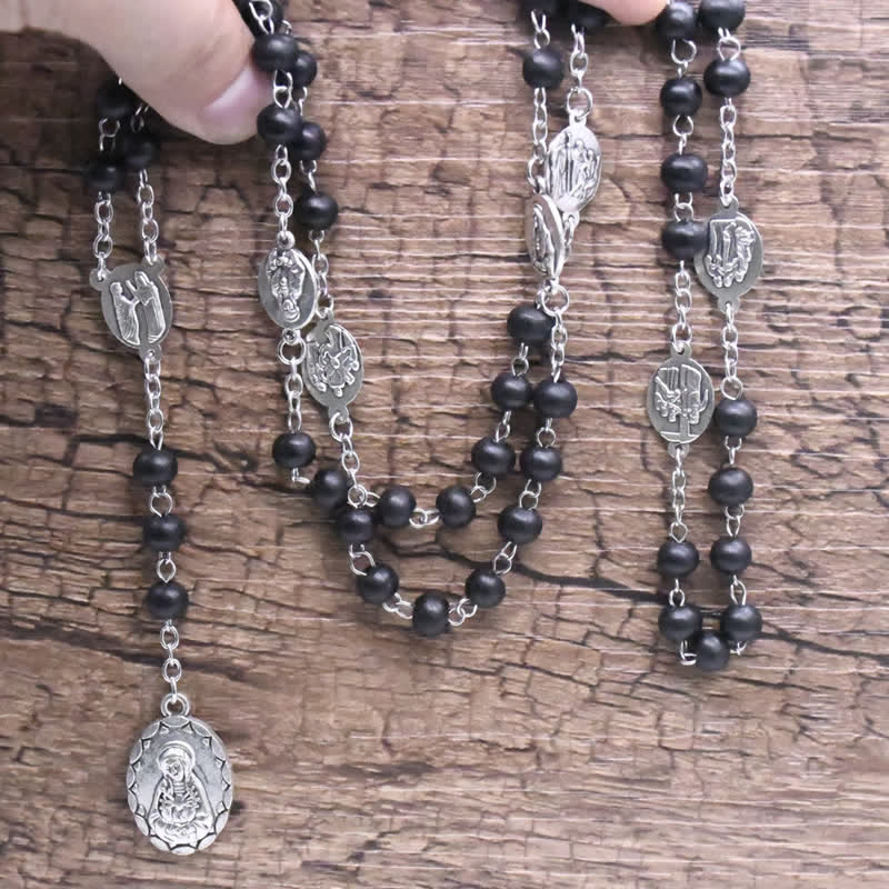 Collier chapelet en onyx noir Madonna Olivenorma
