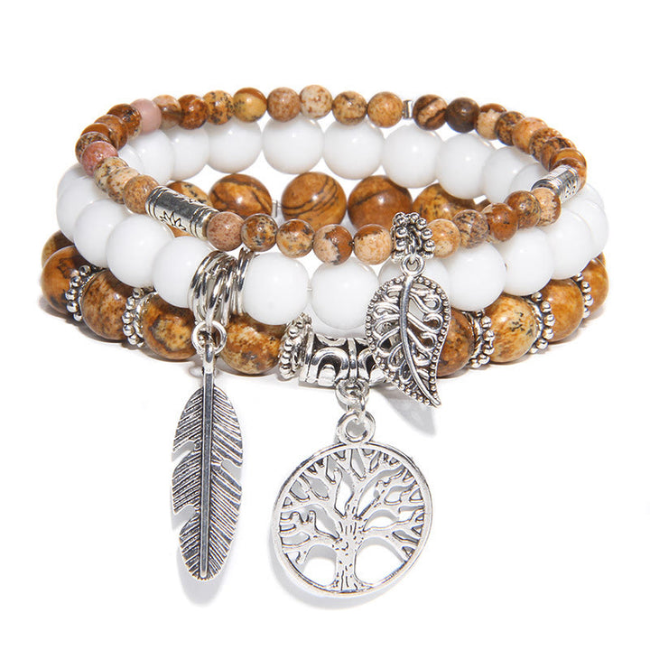 Ensemble de 3 bracelets en jaspe naturel « Nature's Healing Moments » Olivenorma