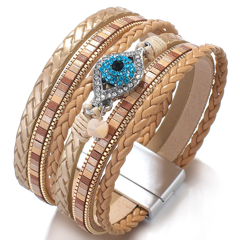 Bracelet Olivenorma en zircon blanc et tourmaline Paraiba avec mauvais œil
