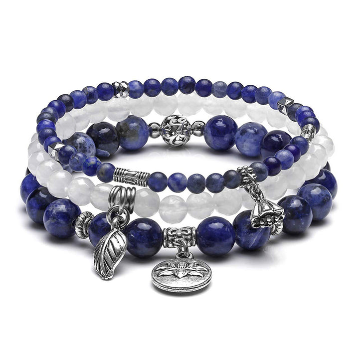 Bracelet 3 pièces en sodalite et lotus équilibre Olivenorma