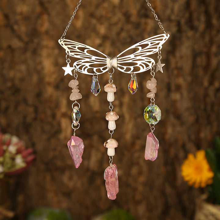Carillon éolien attrape-soleil en forme d'ailes de papillon en cristal Olivenorma 