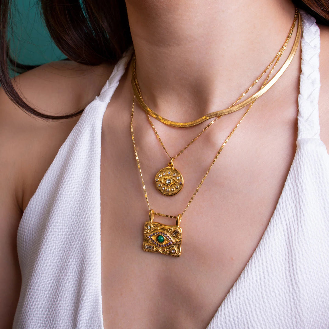 Collier pendentif amulette contre le mauvais œil en cristal naturel Olivenorma