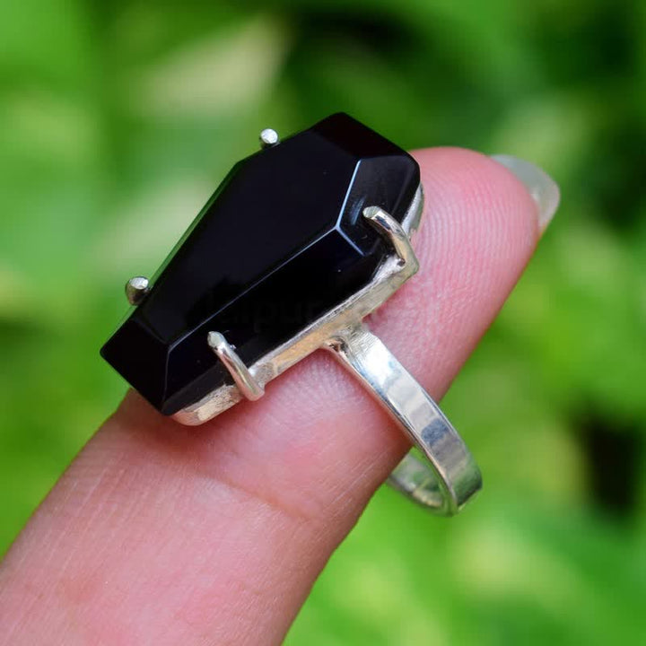 Bague cercueil en onyx noir Olivenorma