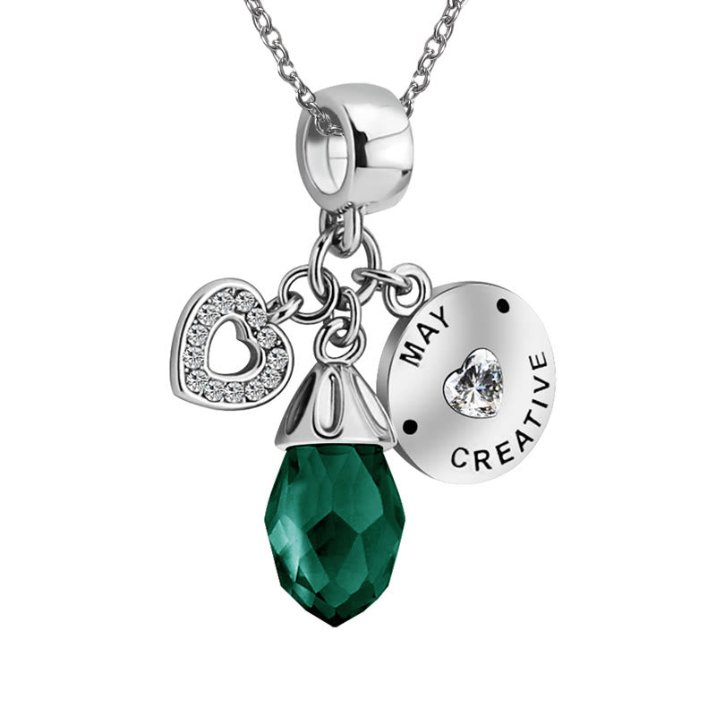 Collier avec pendentif en forme de cœur et pierre de naissance en diamant Olivenorma 