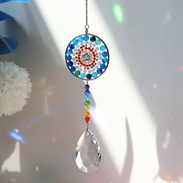 Carillon éolien chakra fait main avec attrape-soleil en cristal Olivenorma