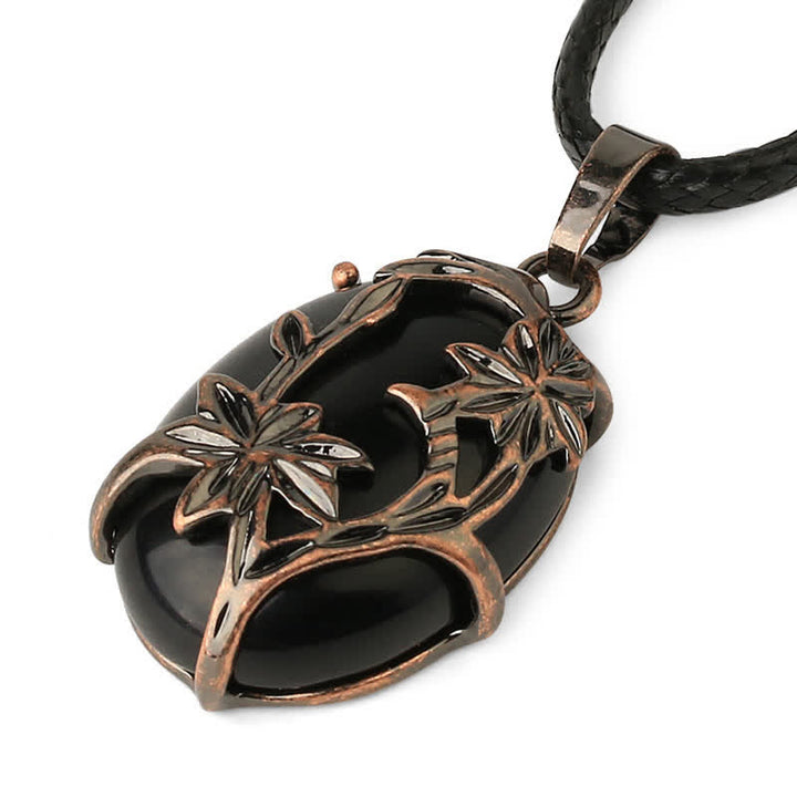 Collier en cristal enveloppé de fleurs en laiton et améthyste Olivenorma