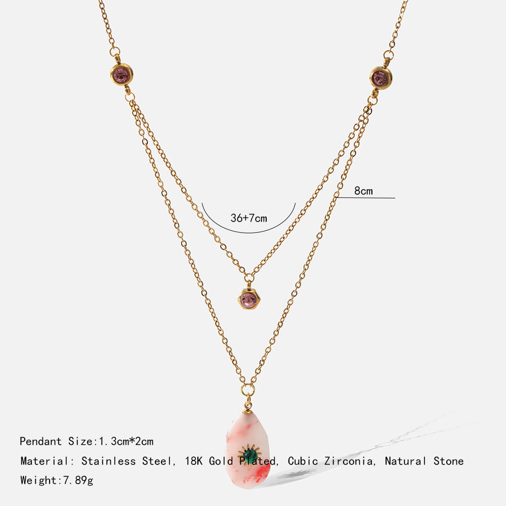 Collier à double panneau en zircone rhodochrosite Olivenorma