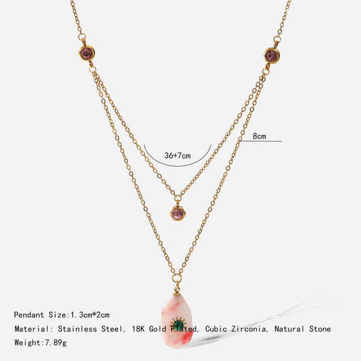 Collier à double panneau en zircone rhodochrosite Olivenorma